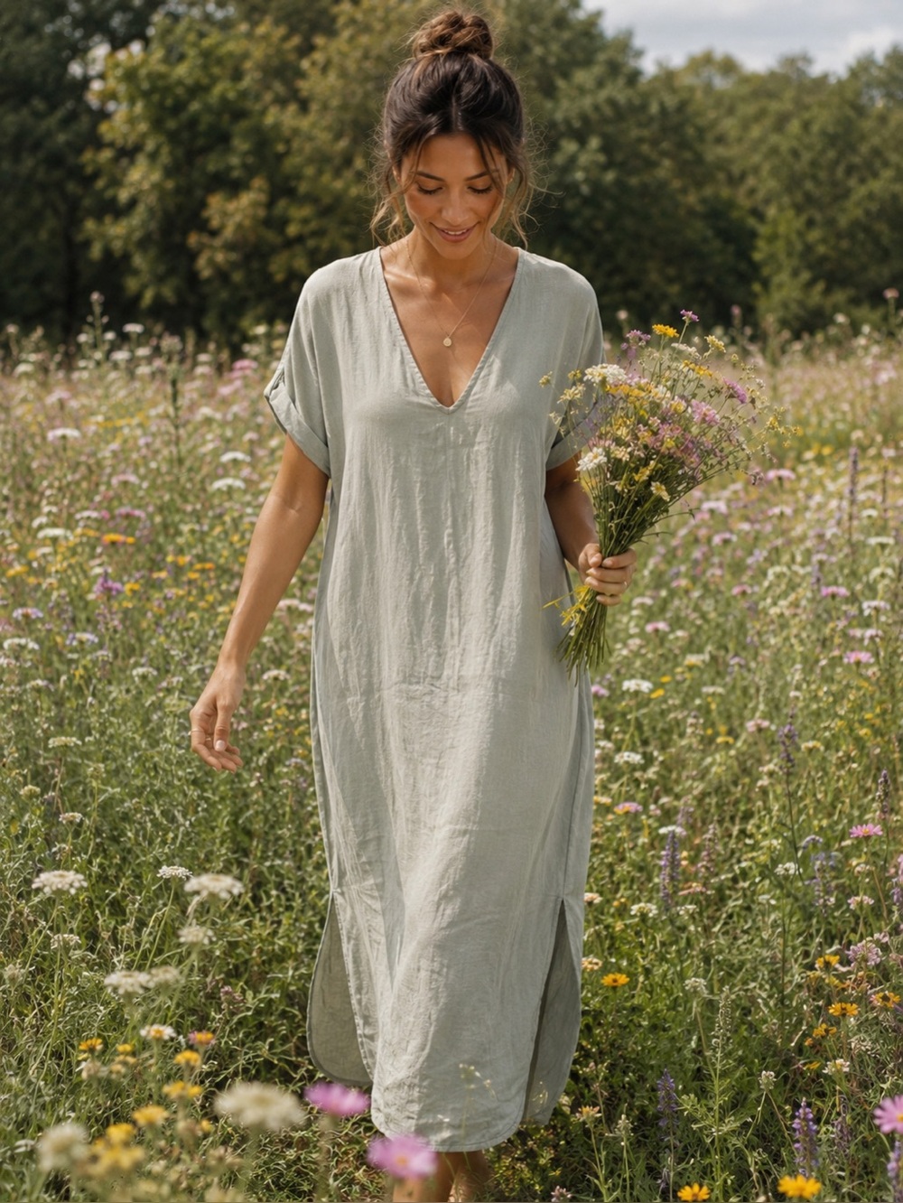 Shinestar Light Sage Green Blouse Dress